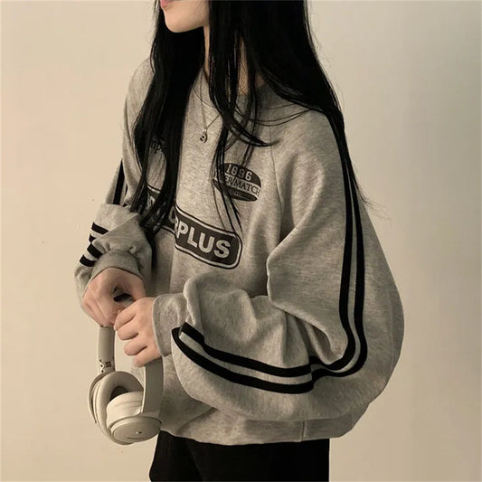 Black Lazy Chic Korean Style Round Neck Sweater