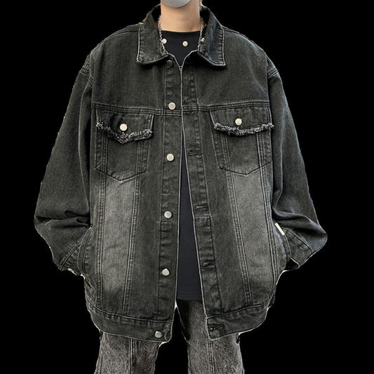 Tie-dyed Workwear Denim Washed Old Ruan Handsome Pilot Jacket
