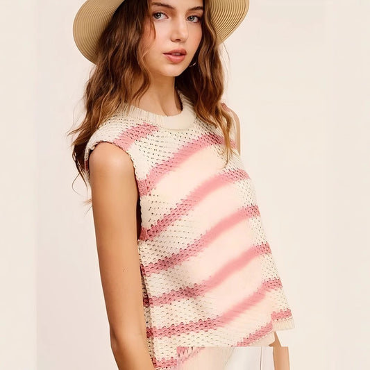 European And American Style Loose Round Neck Hanging Binding Clips Women's Vest Sweater