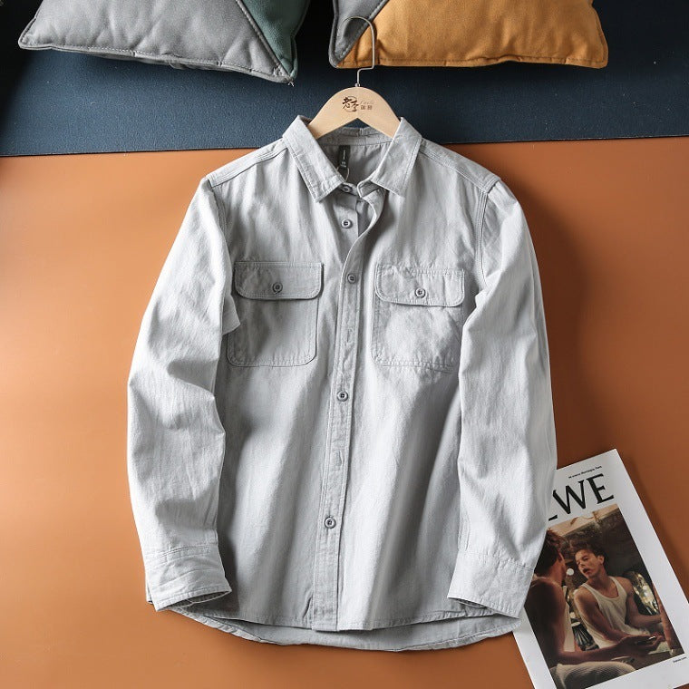 Men's Washed Brushed Long Sleeve Japanese-style Retro Baggy Coat