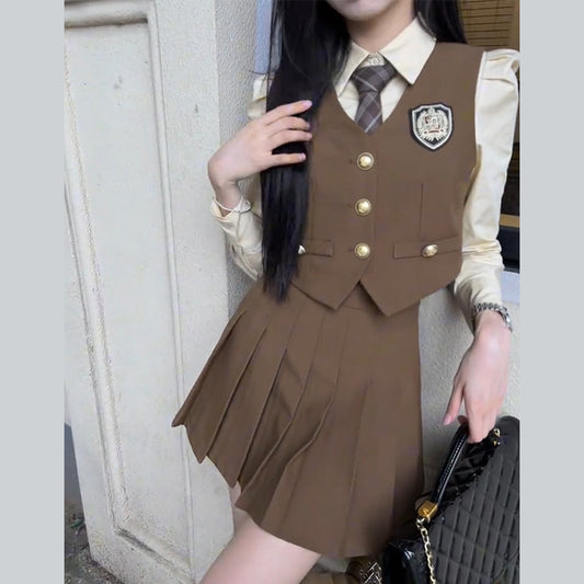 College Style Small Korean Drama Wear Three-piece Suit