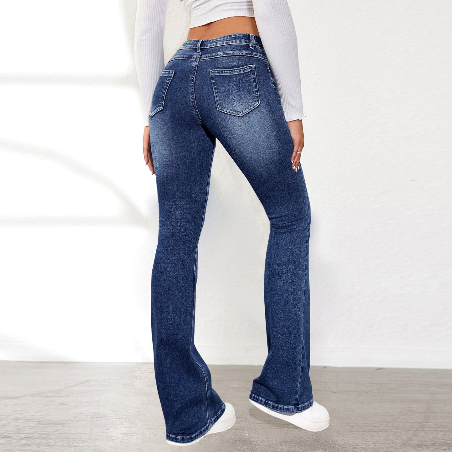 Women's Stretch Pants Denim Retro Washed