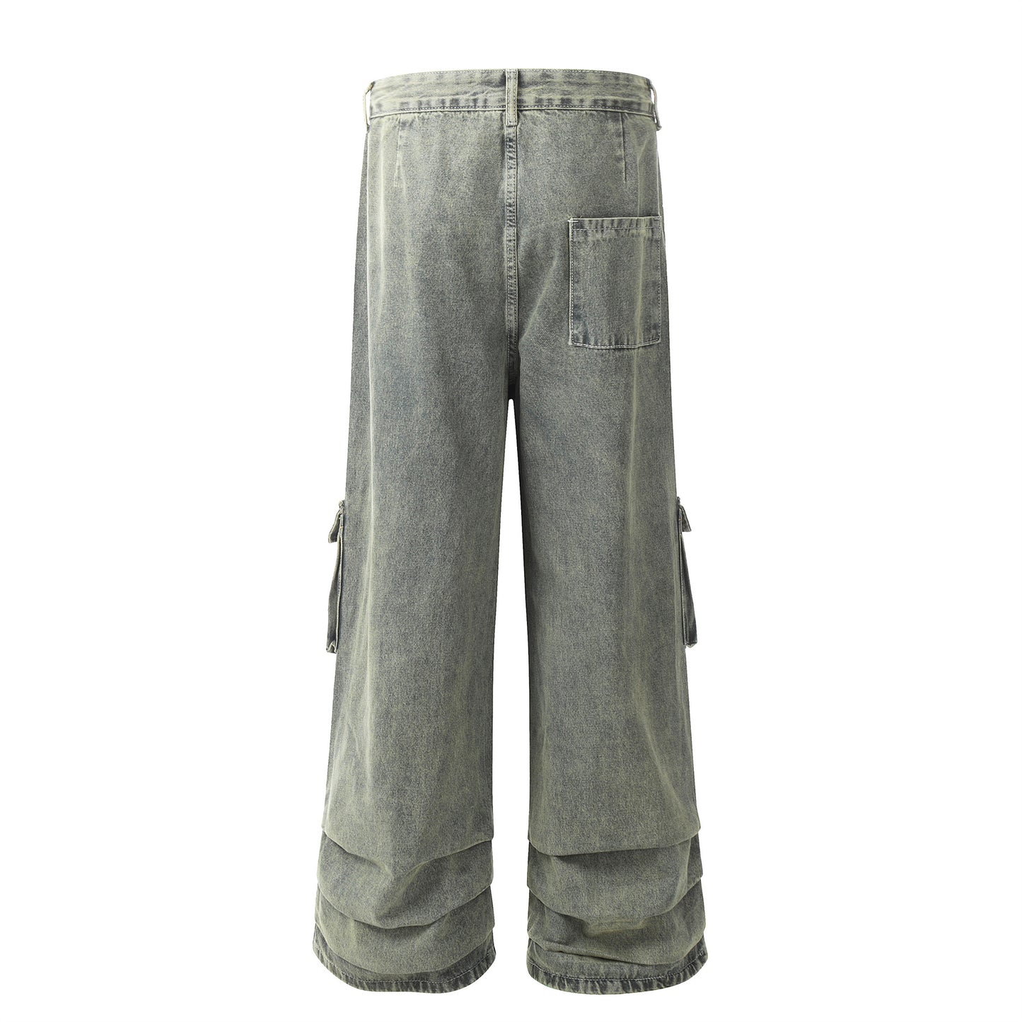 Retro Design Worn Looking Washed-out Burr Cargo Jeans Men
