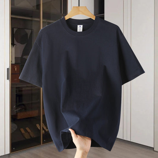 Drop Shoulder Loose Round Neck Pure Color All-matching