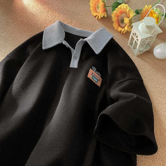 Summer Retro Easy Matching Lapel Half Sleeve