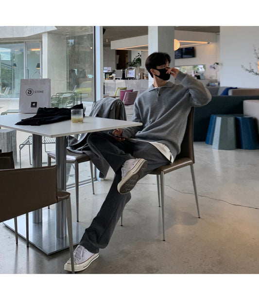 Men's Lapel Loose Korean Style Bottoming Sweater Top