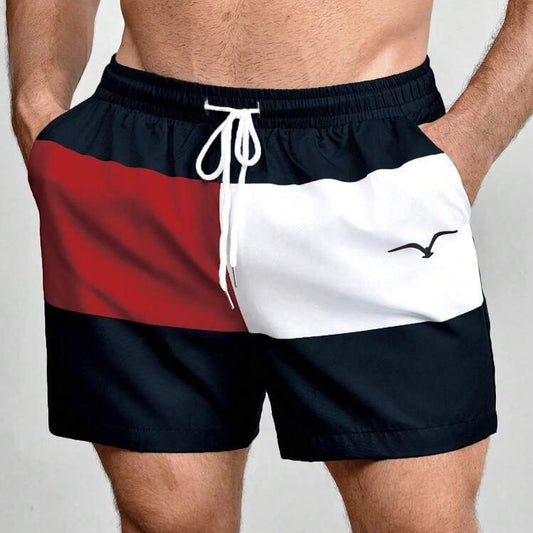 Printed Drawstring Waist Diagonal Pocket Casual Pants