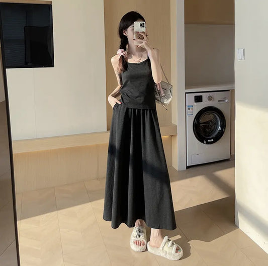 Glutinous Rice Three-piece Korean-style Elegant Knitted Cardigan Sling Skirt