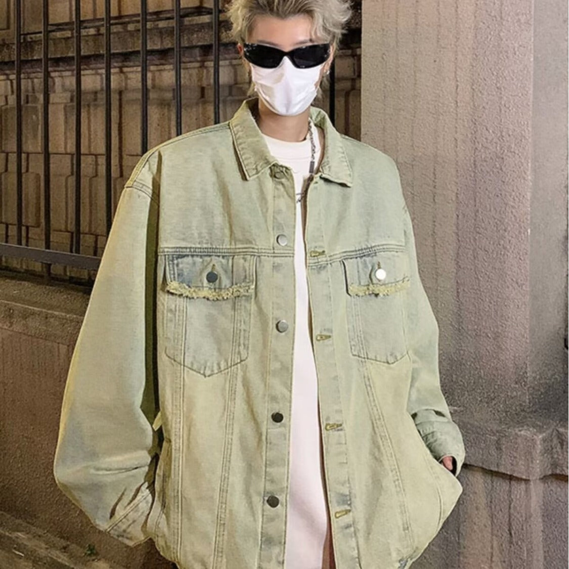 Tie-dyed Workwear Denim Washed Old Ruan Handsome Pilot Jacket