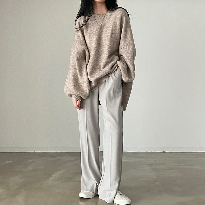 Idle Style Korean Style Mid-length Super Soft Slit Hemline At Hem Knitwear Women's Sweater