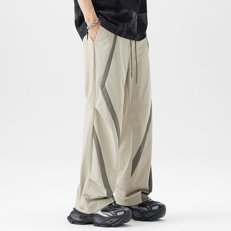 American Style Trend Mixed Color Stripe Casual Pants