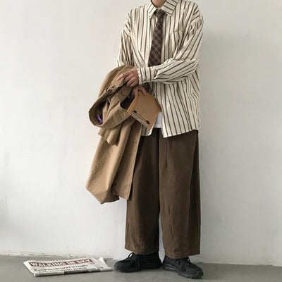 Japanese Vintage Polo Long Sleeve Striped Shirt