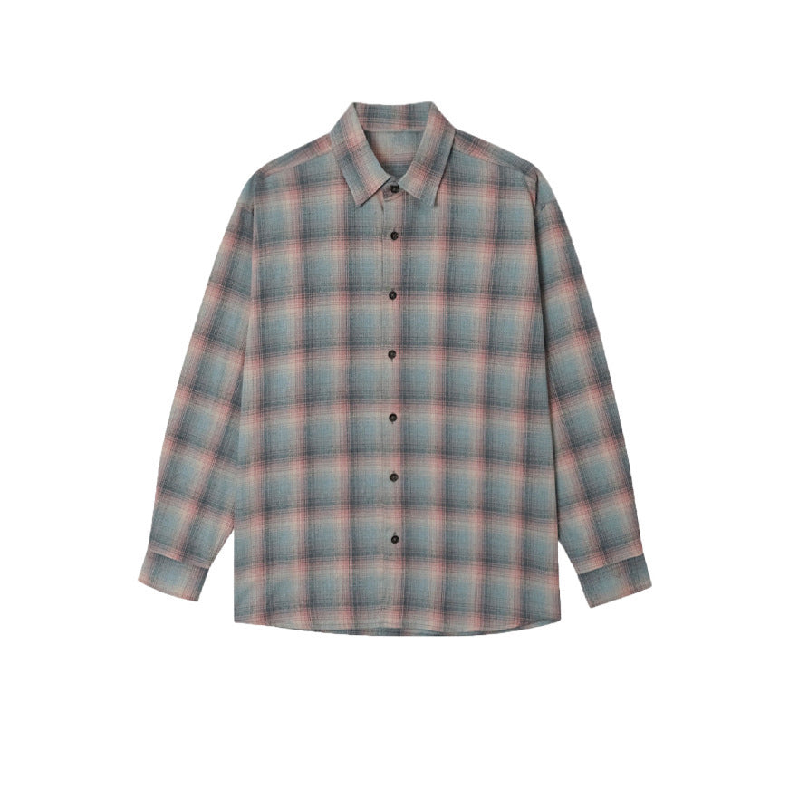 Color-contrast Check Long Sleeve Shirt For Men