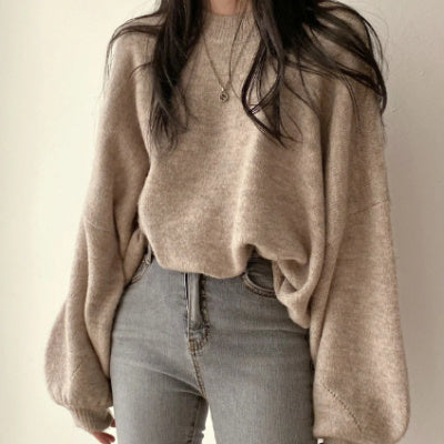 Idle Style Korean Style Mid-length Super Soft Slit Hemline At Hem Knitwear Women's Sweater