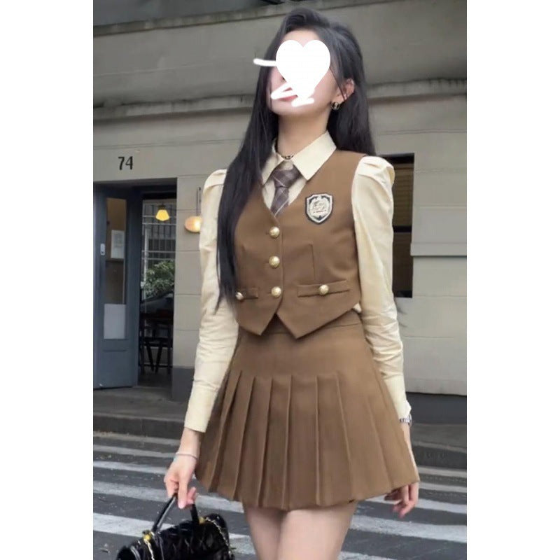 College Style Small Korean Drama Wear Three-piece Suit