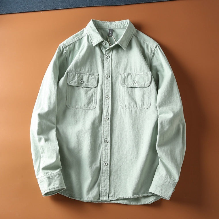 Men's Washed Brushed Long Sleeve Japanese-style Retro Baggy Coat