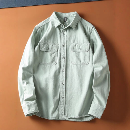 Men's Washed Brushed Long Sleeve Japanese-style Retro Baggy Coat