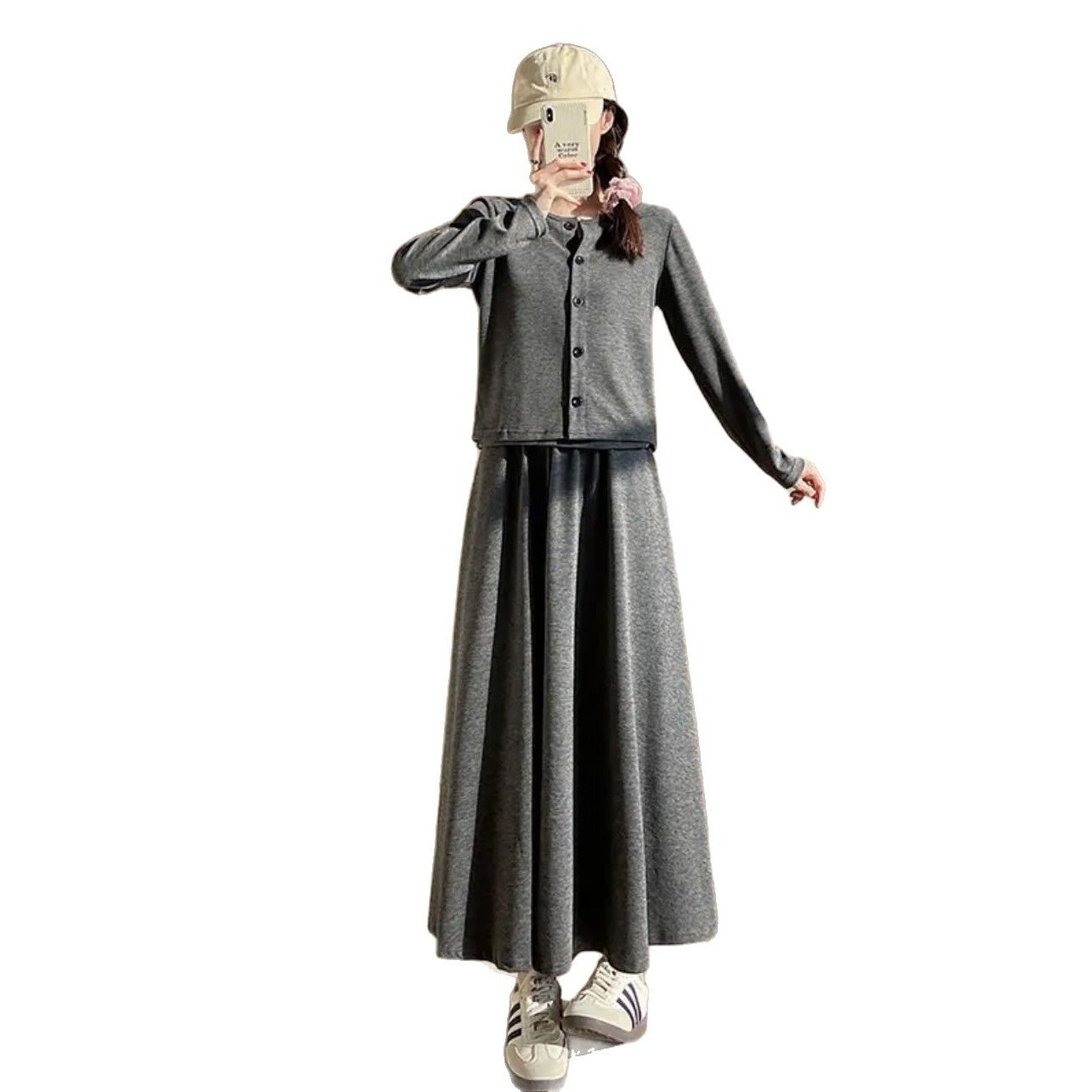 Glutinous Rice Three-piece Korean-style Elegant Knitted Cardigan Sling Skirt