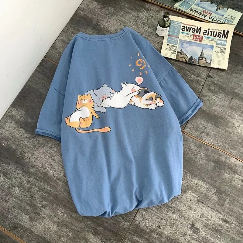 New Japanese Animal Print Cute Short-sleeved T-shirt Boys Summer