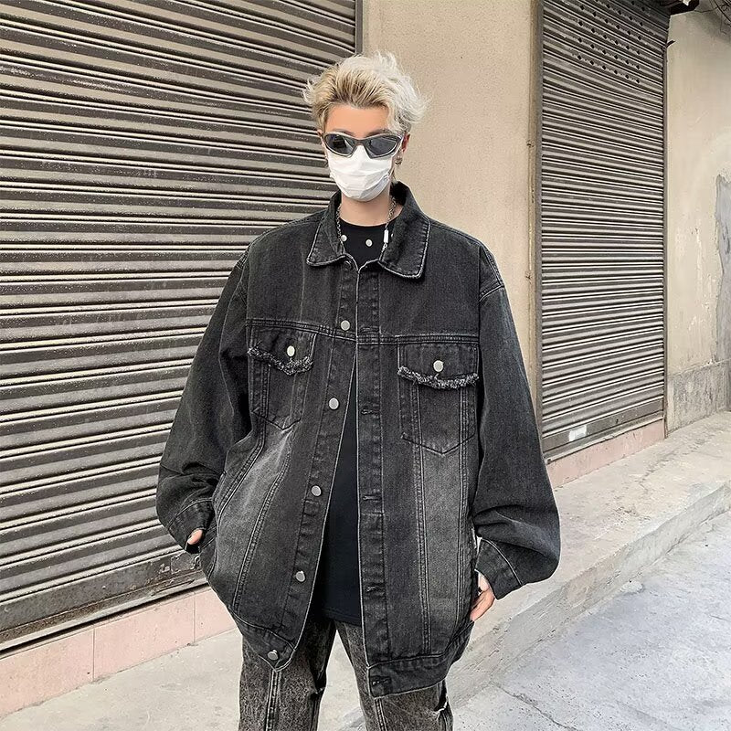 Tie-dyed Workwear Denim Washed Old Ruan Handsome Pilot Jacket