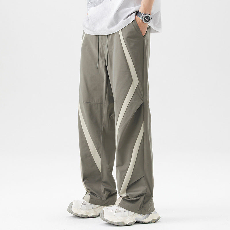 American Style Trend Mixed Color Stripe Casual Pants