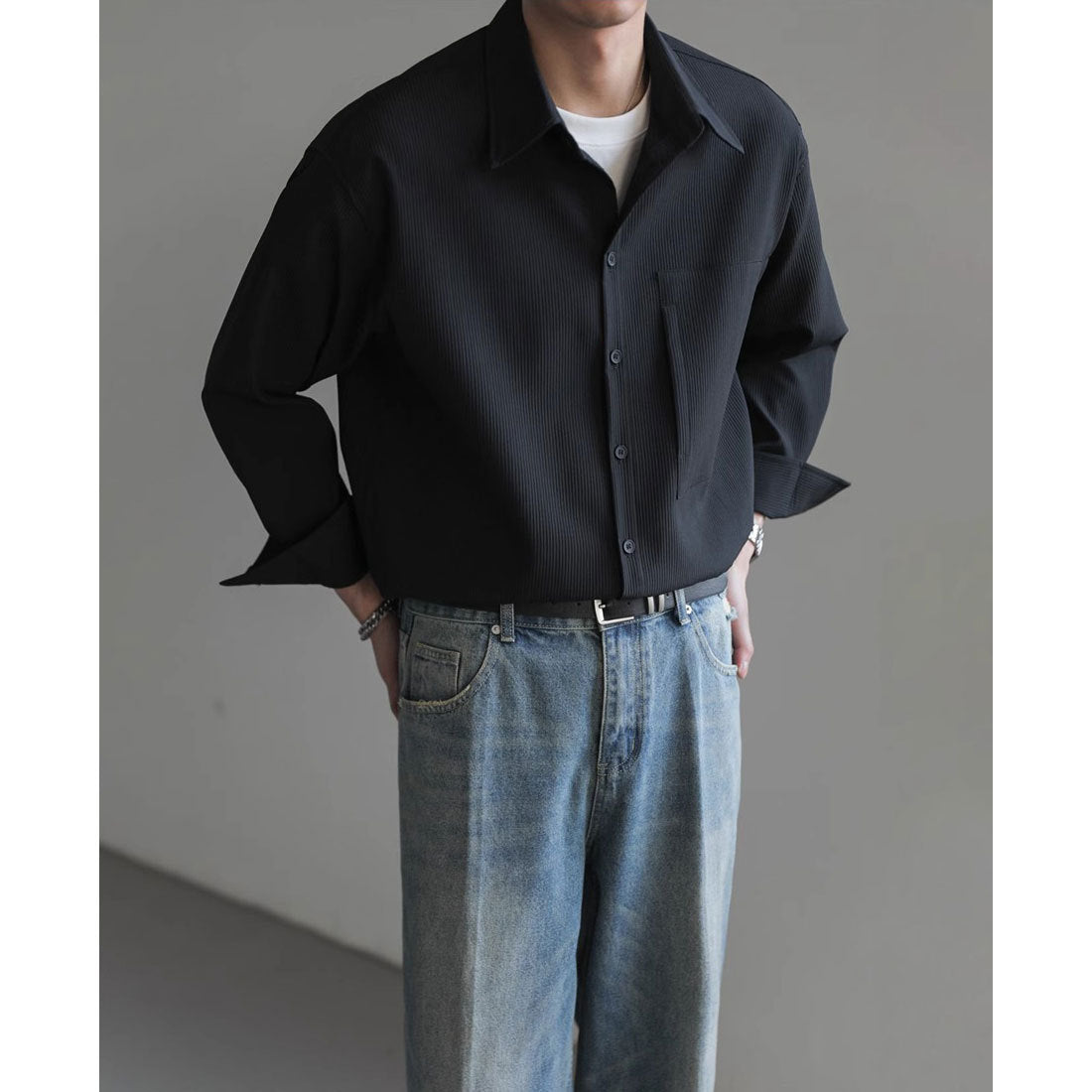 Men's Korean-style Loose Long-sleeved Shirt
