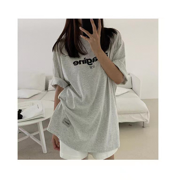 Loose Korean Letter T-shirt Top