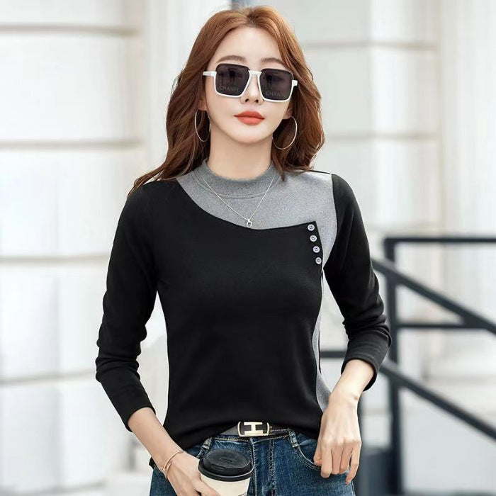 Fleece-lined Korean Style Slimming Bottoming Shirt Autumn And Winter