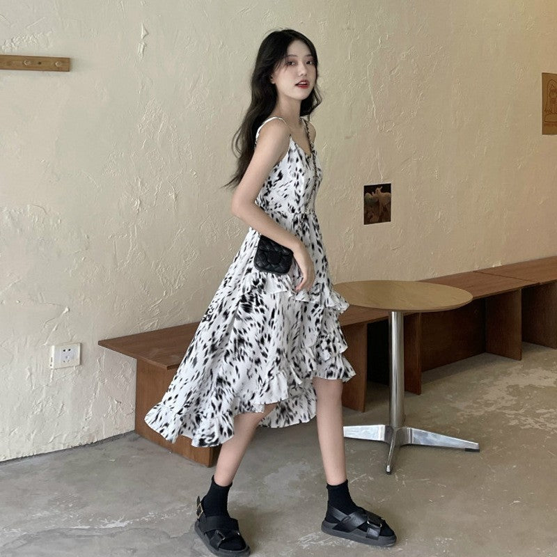 French First Love Gentle Floral Strap Dress Women