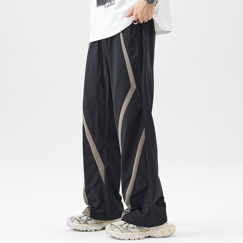 American Style Trend Mixed Color Stripe Casual Pants