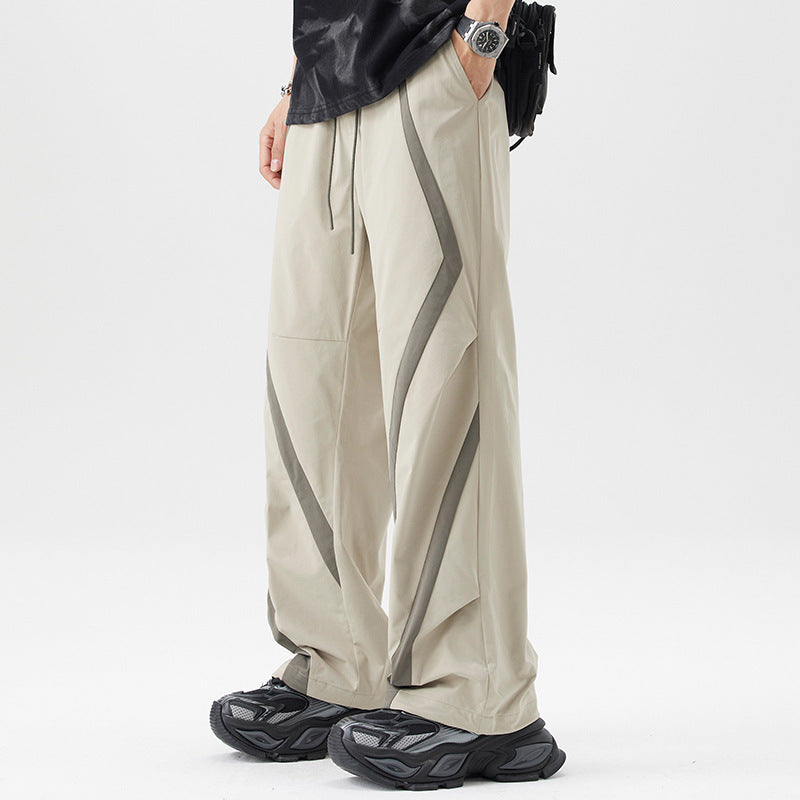 American Style Trend Mixed Color Stripe Casual Pants