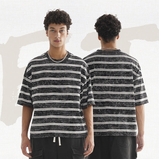 New Retro Style Striped T-shirt Loose
