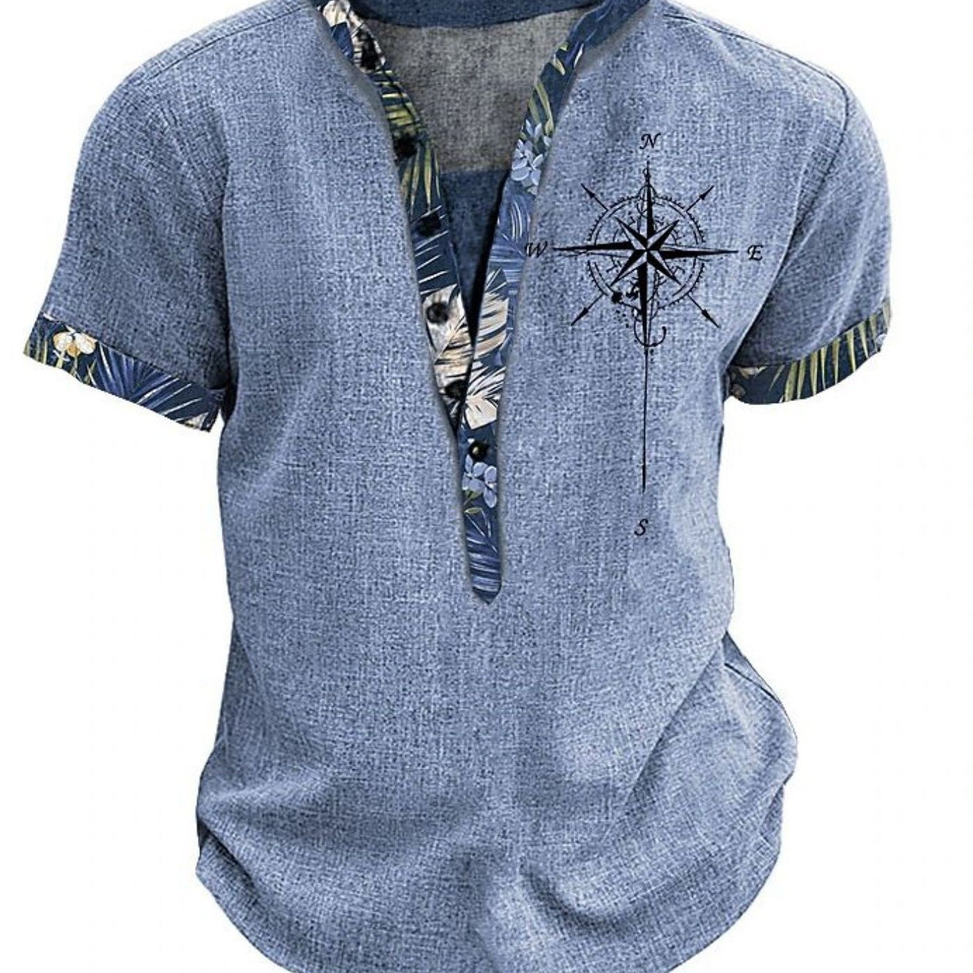 European And American 3D Printed Shirt Youth Six Button Short Sleeve