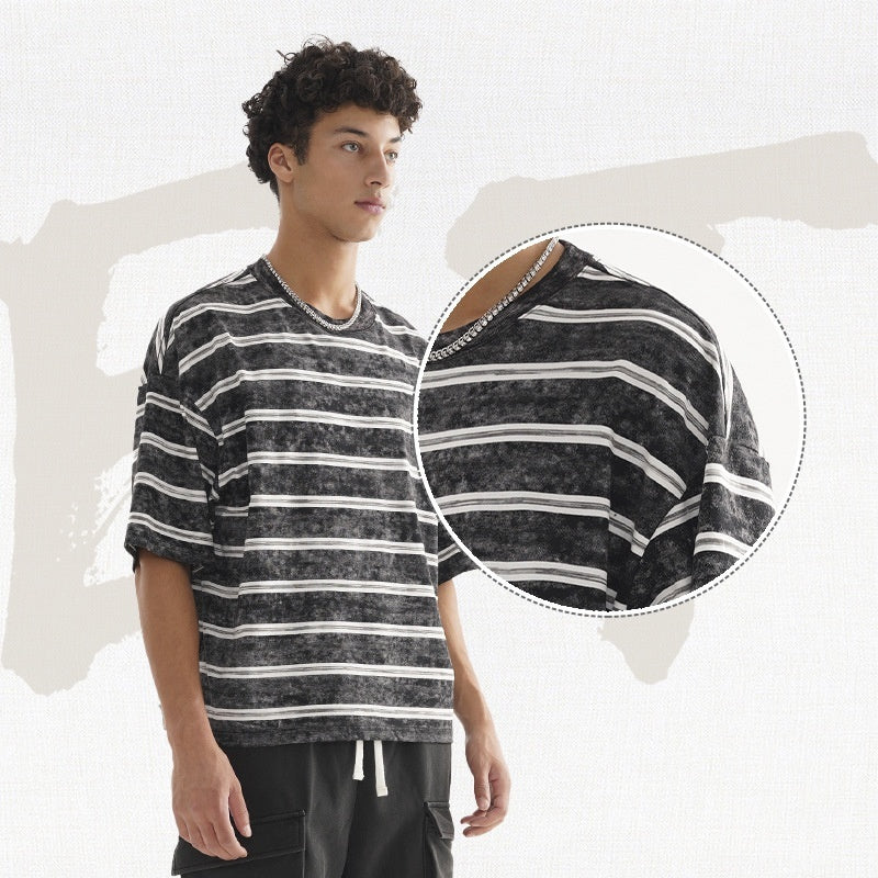 New Retro Style Striped T-shirt Loose