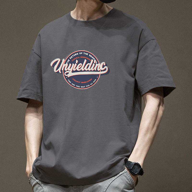 Men's Cotton Ins Round Neck Loose Top T-shirt