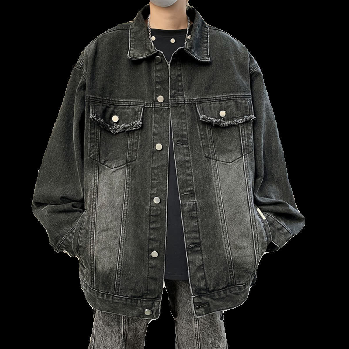 Tie-dyed Workwear Denim Washed Old Ruan Handsome Pilot Jacket