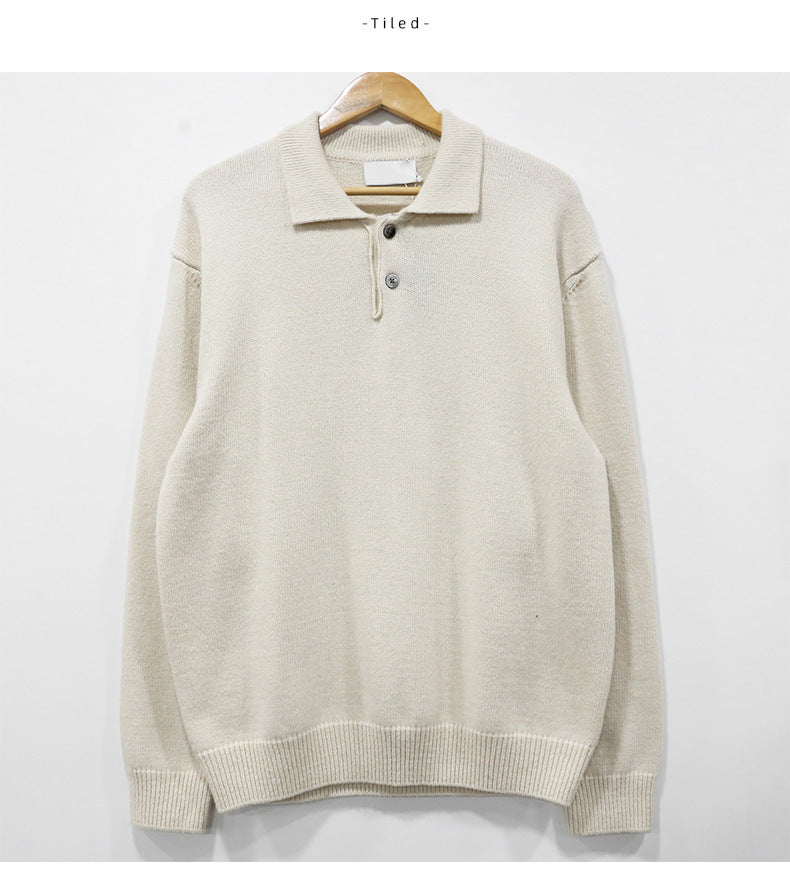 Men's Lapel Loose Korean Style Bottoming Sweater Top