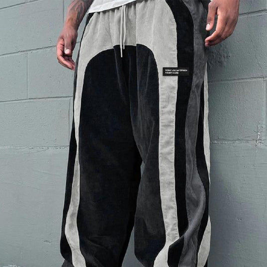 Men's Contrast Color Letter Patch Smart Trousers