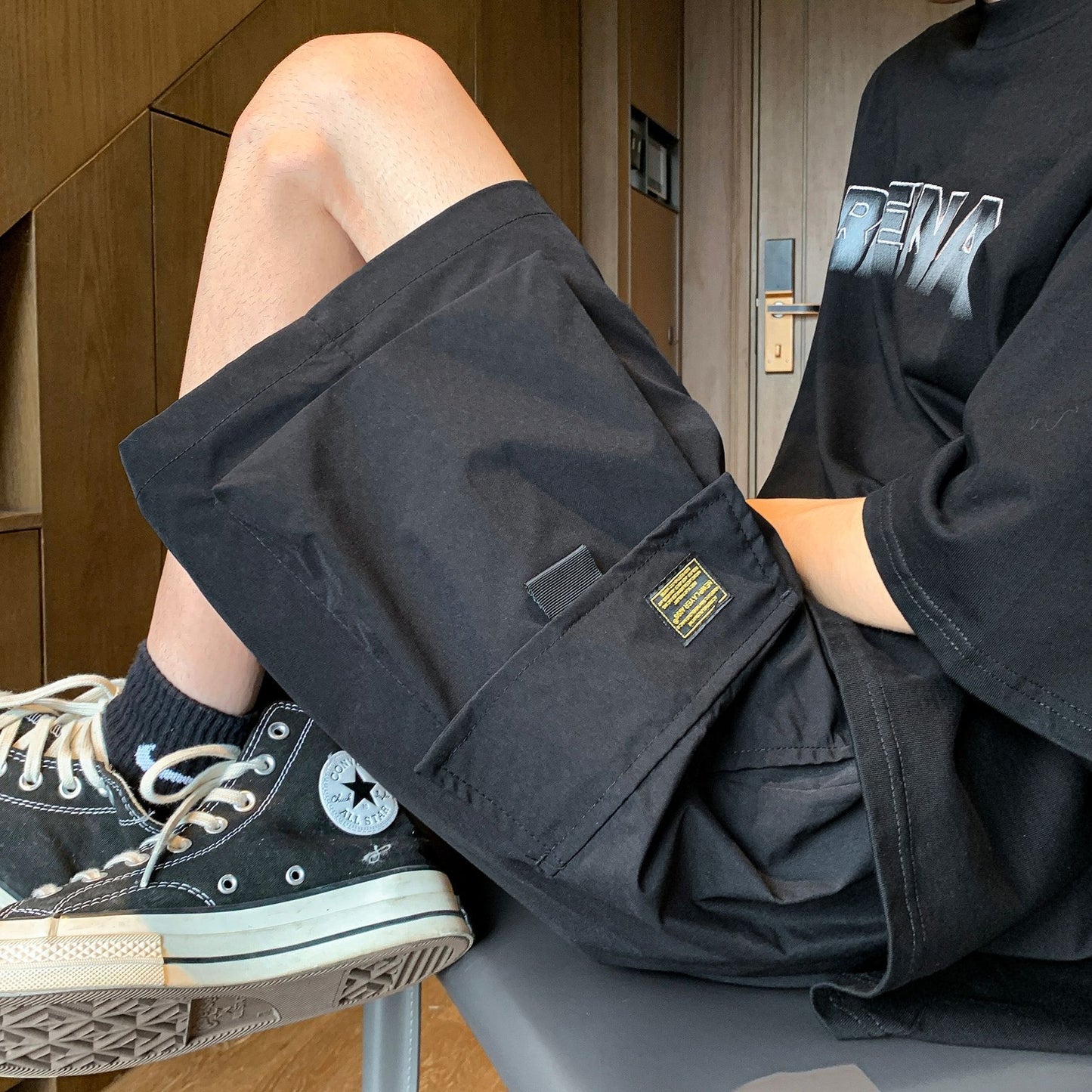 Japanese Style Outer Wear Big Workwear With Pocket Shorts