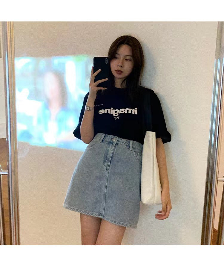 Loose Korean Letter T-shirt Top