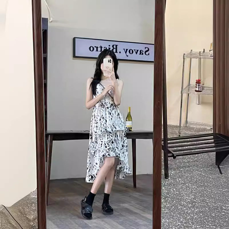 French First Love Gentle Floral Strap Dress Women