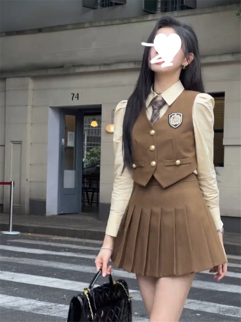 College Style Small Korean Drama Wear Three-piece Suit