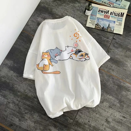 New Japanese Animal Print Cute Short-sleeved T-shirt Boys Summer