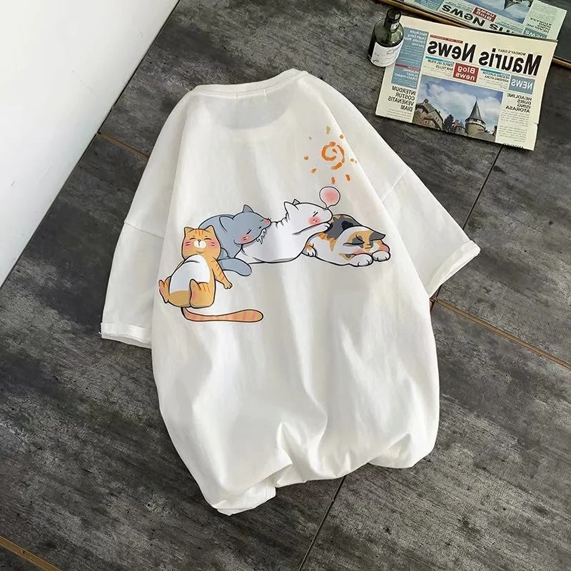 New Japanese Animal Print Cute Short-sleeved T-shirt Boys Summer