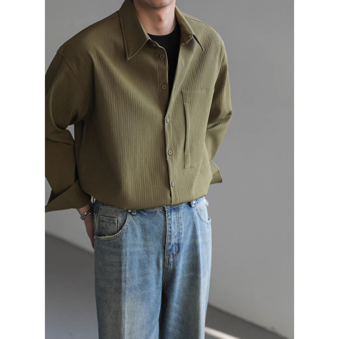 Men's Korean-style Loose Long-sleeved Shirt