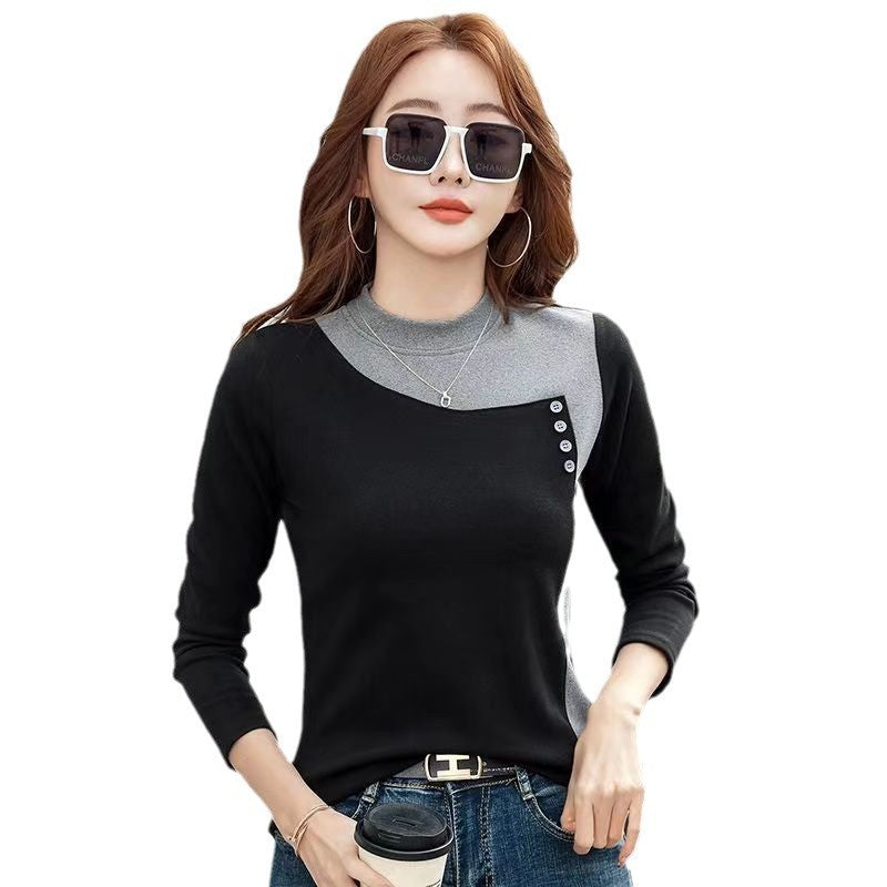 Fleece-lined Korean Style Slimming Bottoming Shirt Autumn And Winter