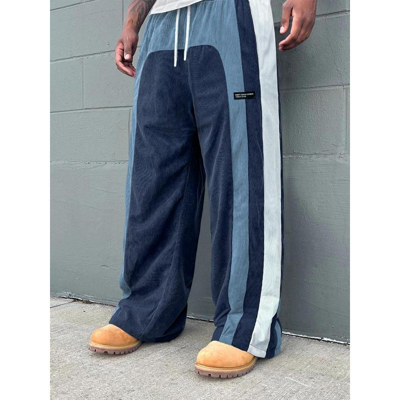 Men's Contrast Color Letter Patch Smart Trousers
