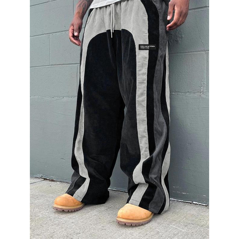 Men's Contrast Color Letter Patch Smart Trousers