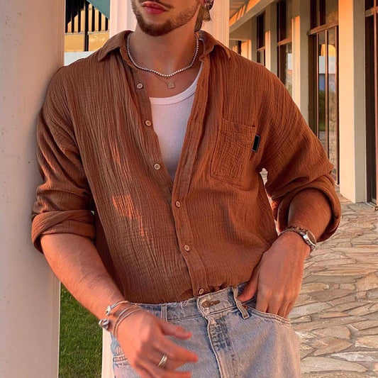 Men's Solid Color European And American Shirt