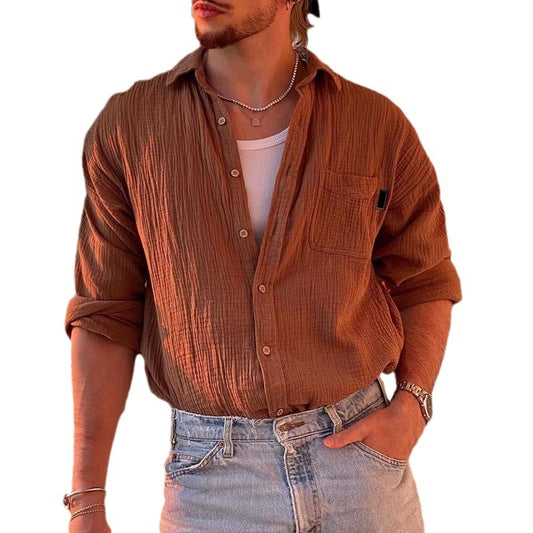 Men's Solid Color European And American Shirt